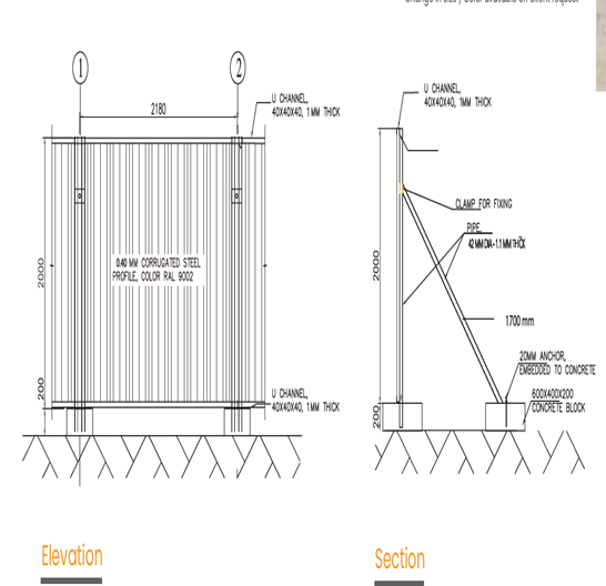 Discontinuous Corrugated Fencing Panels